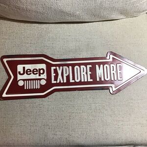 Jeep Explore More Arrow Sign - Maroon and White